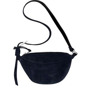AllSaints Luna Suede Crossbody Bag Ink Blue W580XD Adjustable Strap $249